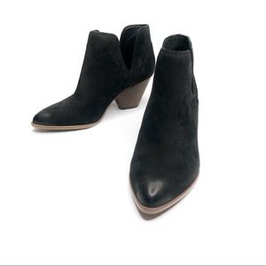 Frye Reina Black Buffed Nubuck Cut Out Bootie 10 M